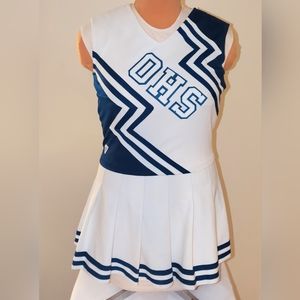 Vintage cheerleading uniform blue white top and skirt